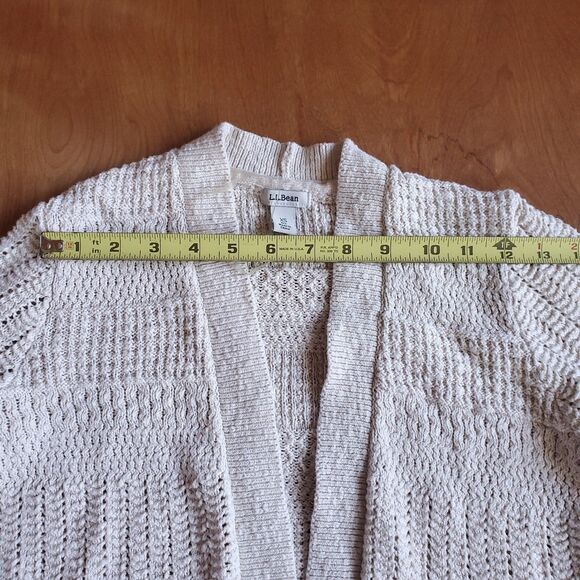 Vintage LL Bean Cardigan Sweater Womens XS Open Front Cream Oatmeal Chunky Knit - Picture 8 of 11